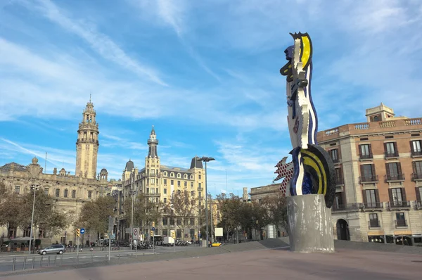 Croce tra Columbus Promenade e Laietana Street a Barcelon — Foto Stock