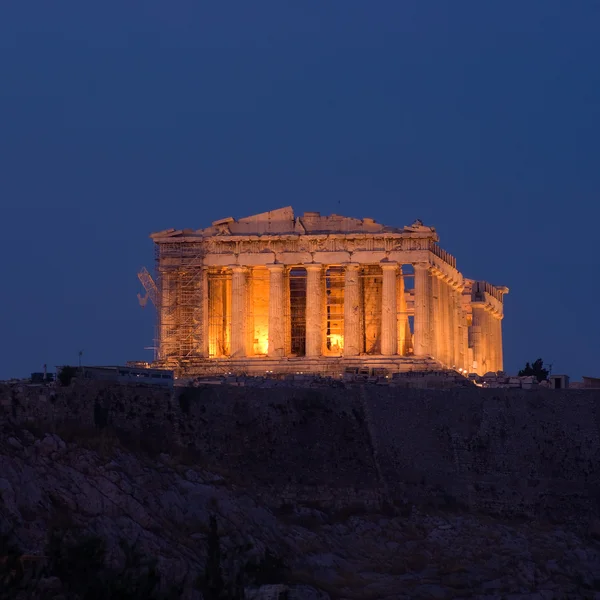 Vista del Partenón por la noche — Foto de Stock