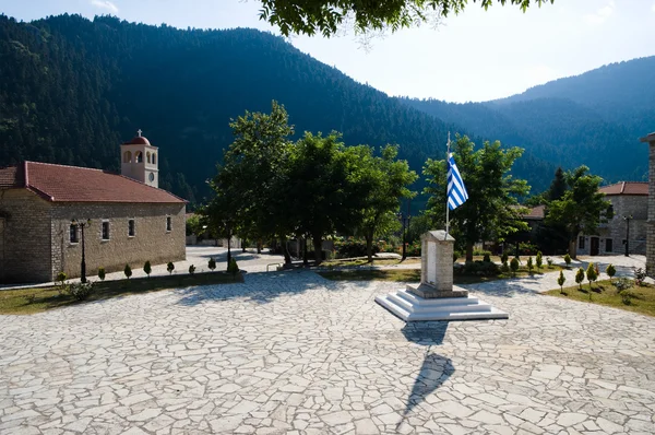 Square with greek flag — Stock fotografie