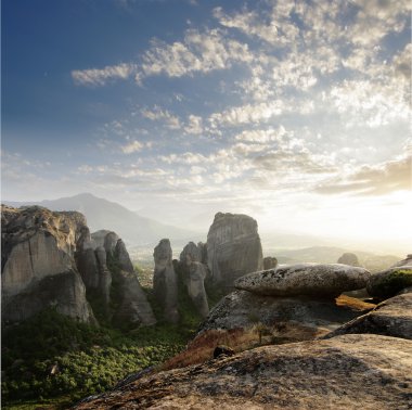 rocks of Meteora at sunset 