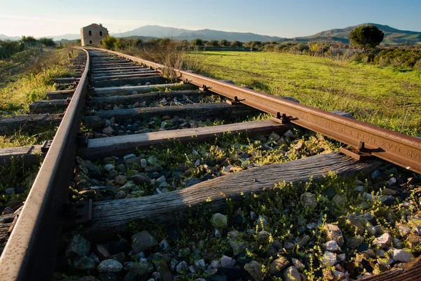 Landscape for a old railway abandoned — Stock Photo, Image
