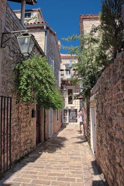 Estrecha calle Old Town Kotor, Montenegro —  Fotos de Stock