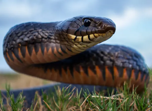 Indigo Snake Head Up in Texas Close-up