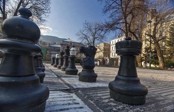 Tradicional Oversized Street Xadrez figuras 01 — Fotografia de Stock