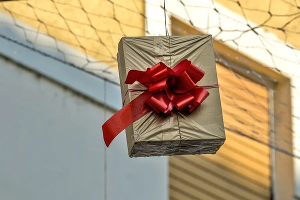 Hung gift boxes as street decoration 1