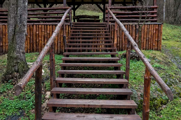 Bower hecho de troncos de haya con escaleras de madera —  Fotos de Stock