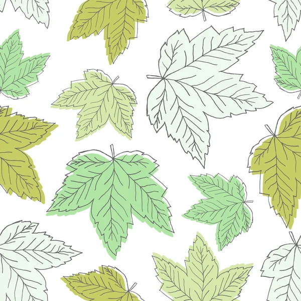 Zökkenőmentes minta zöld levelekkel — Stock Vector