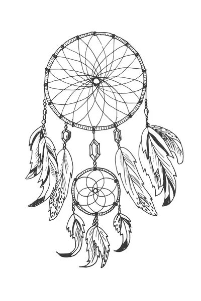 Indianie tradycyjny symbol dreamcatcher — Wektor stockowy