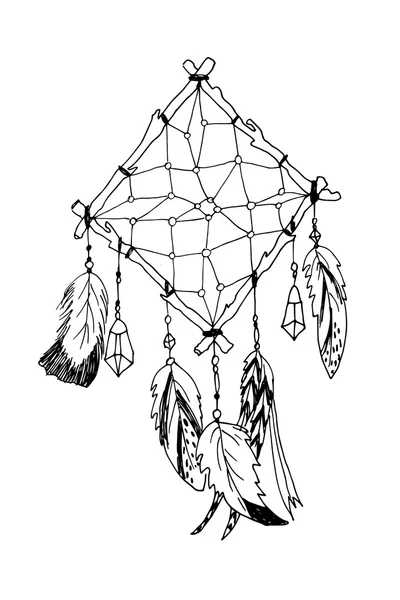 Índios americanos tradicional símbolo dreamcatcher —  Vetores de Stock