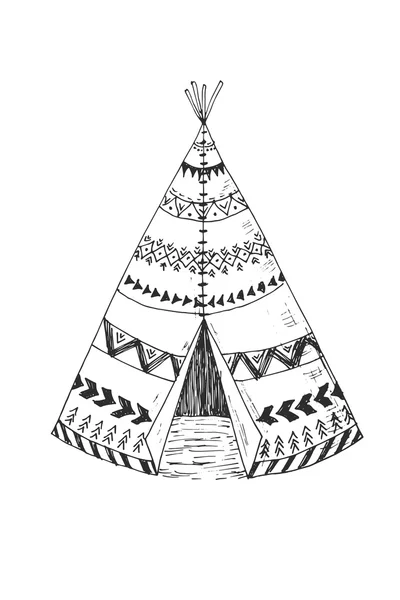 Tipi indiani nordamericani con ornamento tribale — Vettoriale Stock