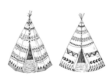 North American Indian tipi with tribal ornament clipart