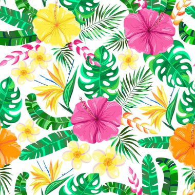 Vektör tropikal çiçek seamless modeli
