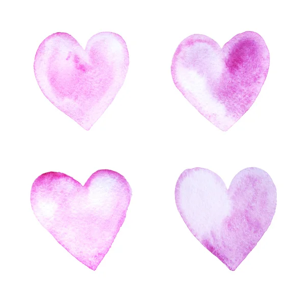 Watercolor hand painted hearts — Stock Photo, Image