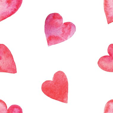 Suluboya kalplerle kusursuz desen