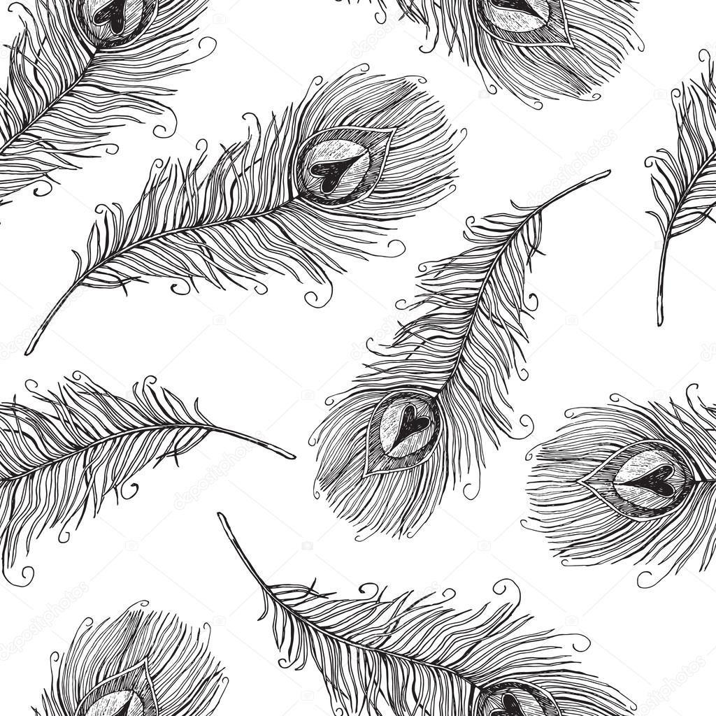 Seamless pattern with peacock feathers Stock Illustration by ©lisagerrard  #121637080, image size:1024x1024