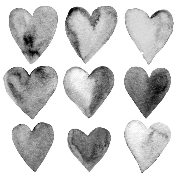 Aquarela pintados à mão corações — Fotografia de Stock