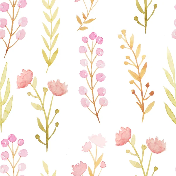 Sömlöst mönster med akvarell blommor och grenar — Stockfoto