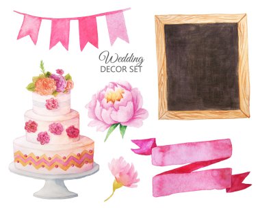 Romantik tarzda geçen suluboya düğün dekoru