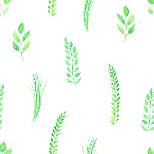 Watercolor green leaves seamless pattern — Stock Photo, Image