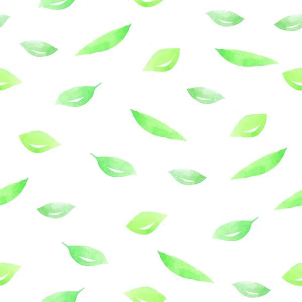 Watercolor green leaves seamless pattern — Stock Photo, Image