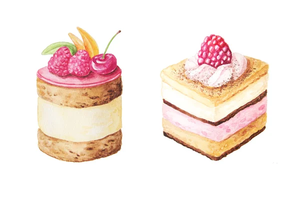 Gâteaux de fruits aquarelle aux fruits — Photo