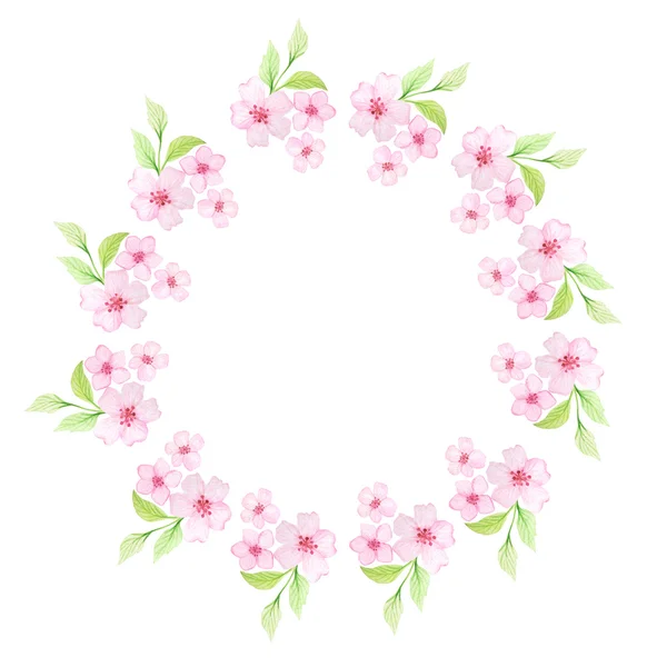 Ram med akvarell Spring Cherry blommor — Stockfoto