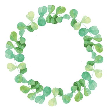 Yeşil yaprakları ile suluboya çerçeve