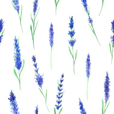 Suluboya lavanta çiçekleri ile Seamless modeli. El Provence otlar arka plan Tekstil ve scrapbooking için mükemmel boyalı