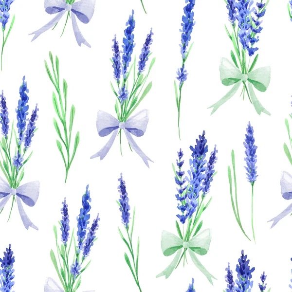Patrón Sin Costuras Con Flores Lavanda Acuarela Fondo Hierbas Provence — Foto de Stock