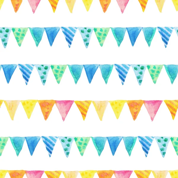 Seamless Pattern Watercolor Hand Painted Colorful Garlands Geometric Vintage Party — Stock Photo, Image