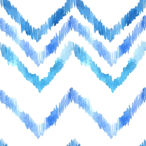 Watercolor Seamless Pattern Ethnic Tribal Motifs Zigzag Lines Hand Drawn — Stock Photo, Image