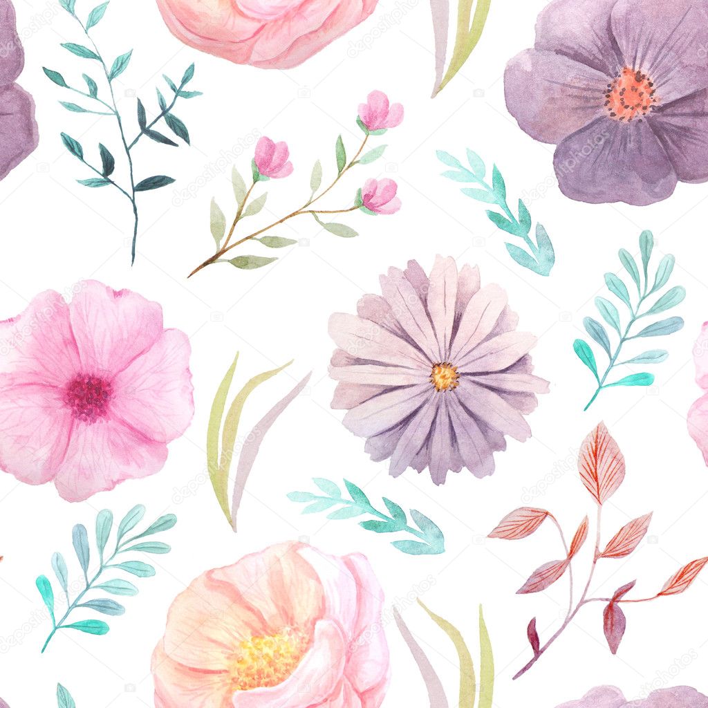 Papercraft Paper, Party & Kids Pastel flora Digital Paper Greenery Patterns Watercolor Pastel