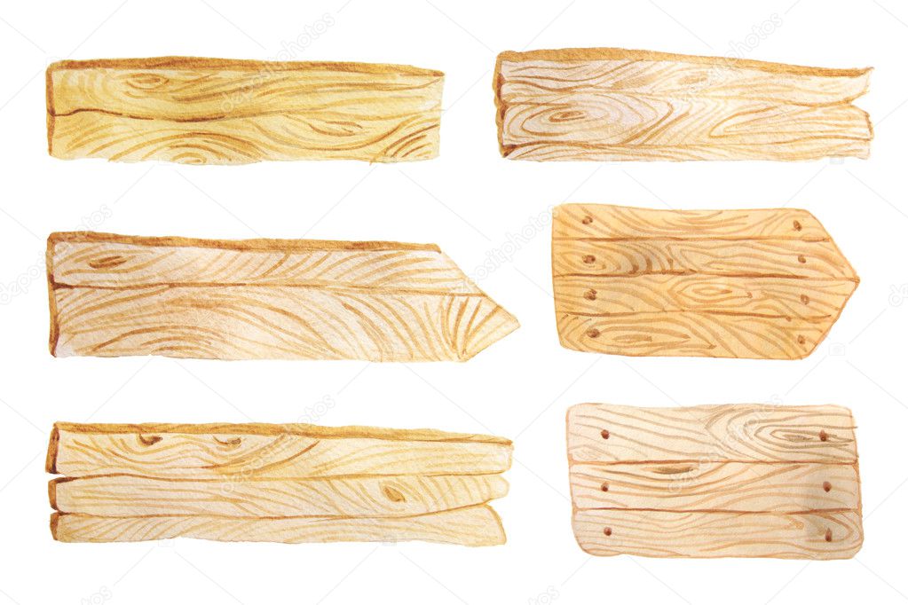 Tablas y tablones de madera acuarela pintados a mano en estilo rústico