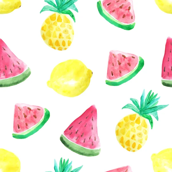 Seamless pattern with watercolor pineapples — Stock Photo, Image