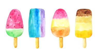 Sulu Boya meyve dondurma illüstrasyon