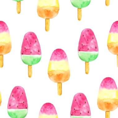 Sulu Boya meyve dondurma seamless modeli