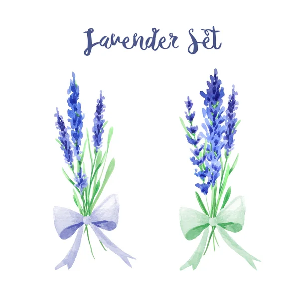 Hand Målade Akvarell Lavender Floral Buketter Provence Inredning Kompositioner Perfekt — Stockfoto