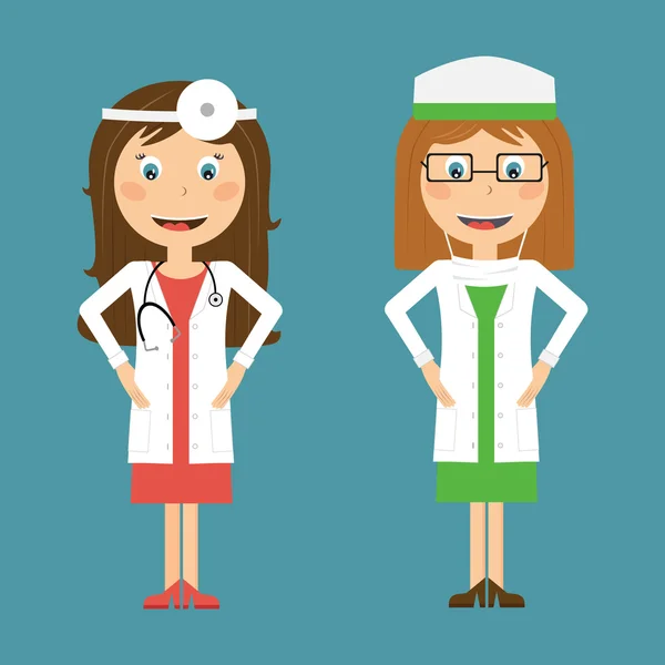 Doctor and Nurse in flat designe — Stock Vector