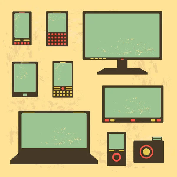 Conjunto de dispositivos electrónicos — Vetor de Stock