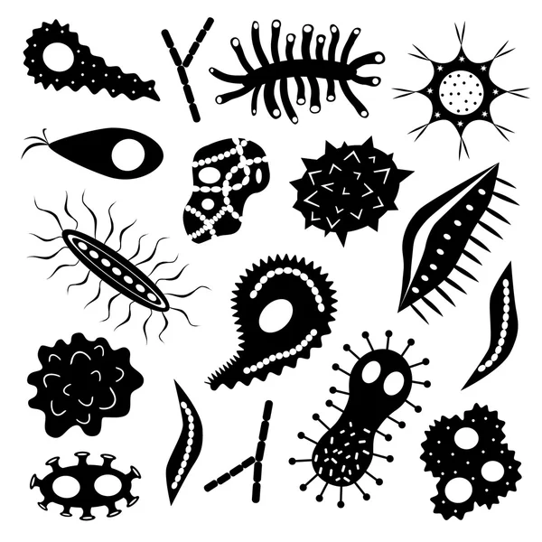 Мультфильм различных микробов — стоковый вектор
