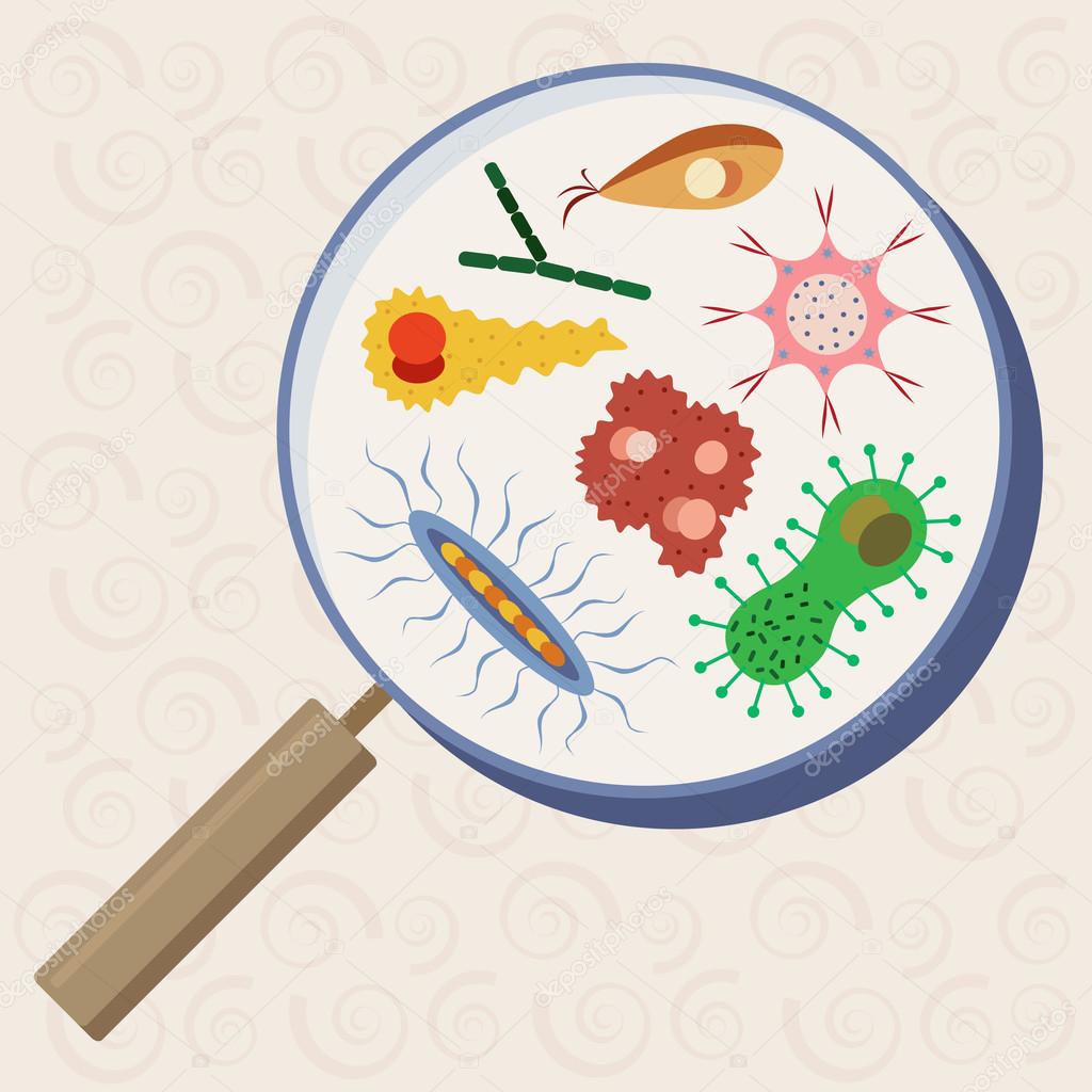 Cartoon various microbes