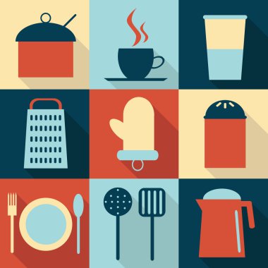 Mutfak eşyaları Icons set