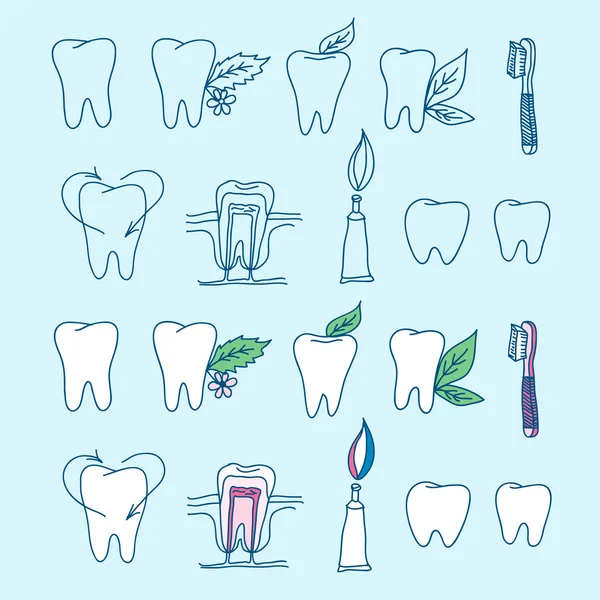 Set de garabatos dentales — Archivo Imágenes Vectoriales