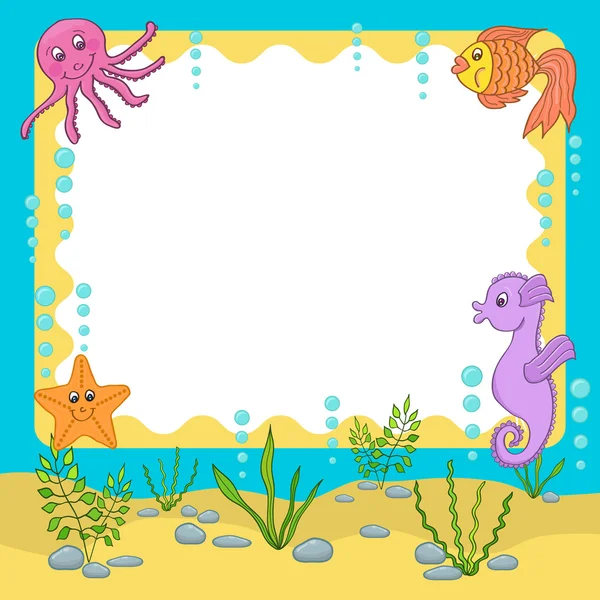 Zee frame. Vectorillustratie — Stockvector