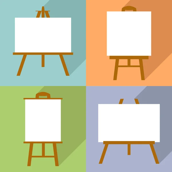 Set of easels with canvas — Stock Vector