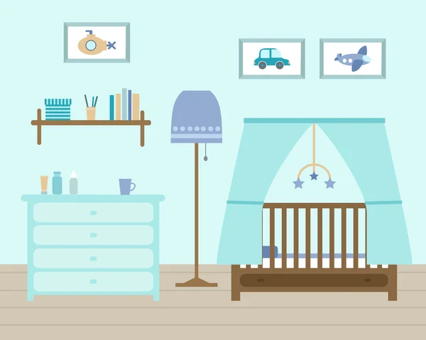 Chambre bébé avec mobilier . — Image vectorielle