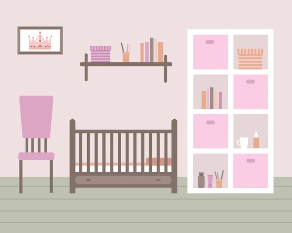 Baby room with furniture. — Stock Vector