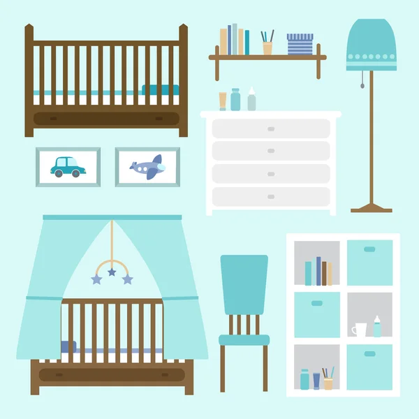 Baby room with furniture. — Stock Vector