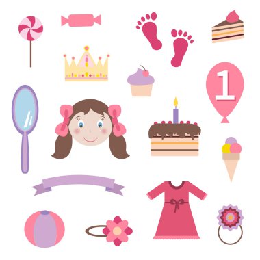 Kız oyuncaklar çıkartmaları kümesi