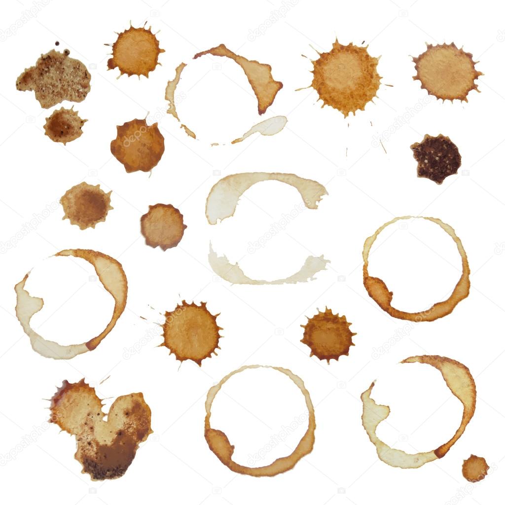 Set of real coffee stains and spots for design